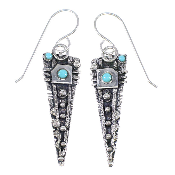 Turquoise And Sterling Silver Hook Dangle Earrings RX69211